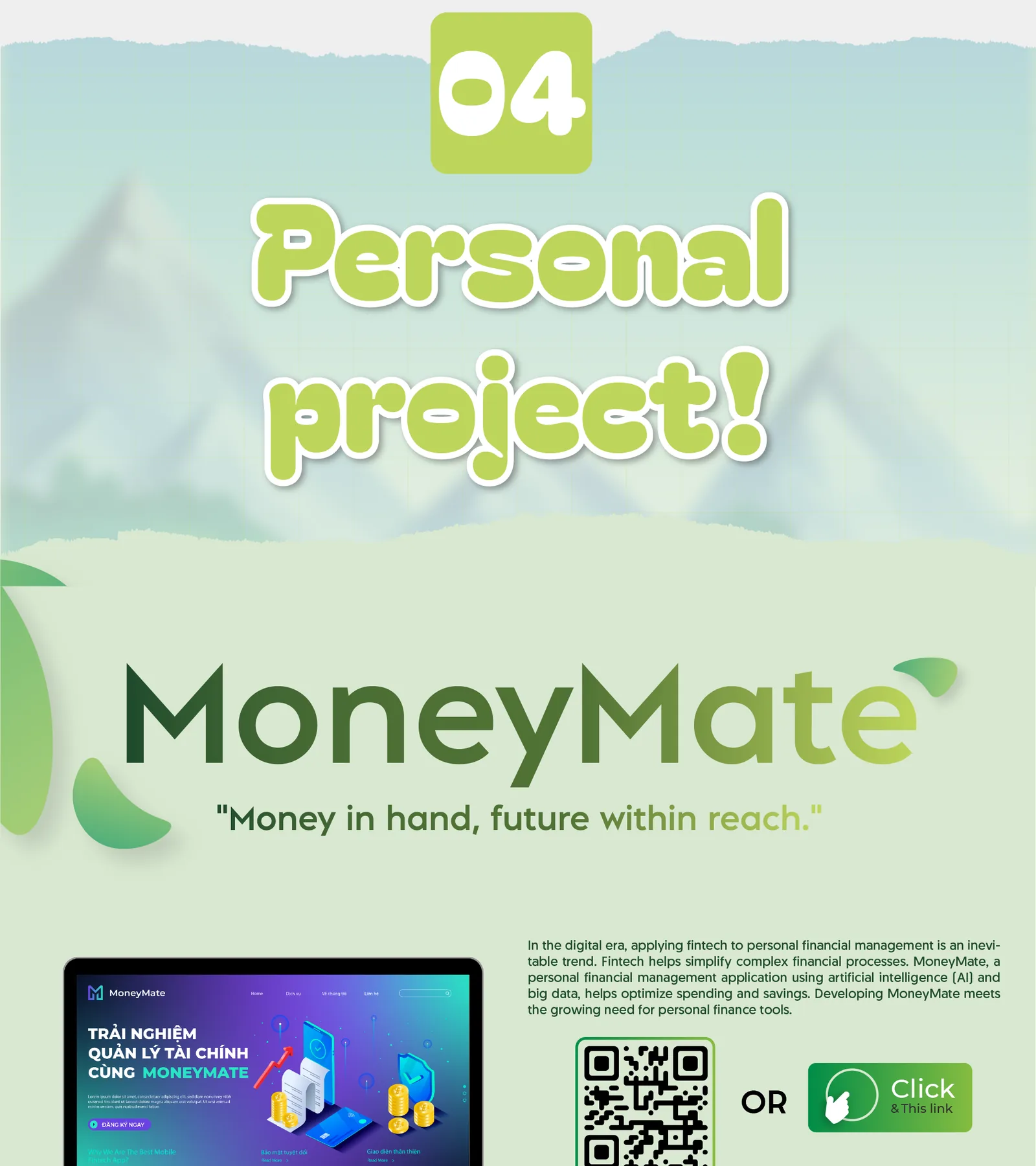 04 Personal project — MoneyMate personal finance app concept